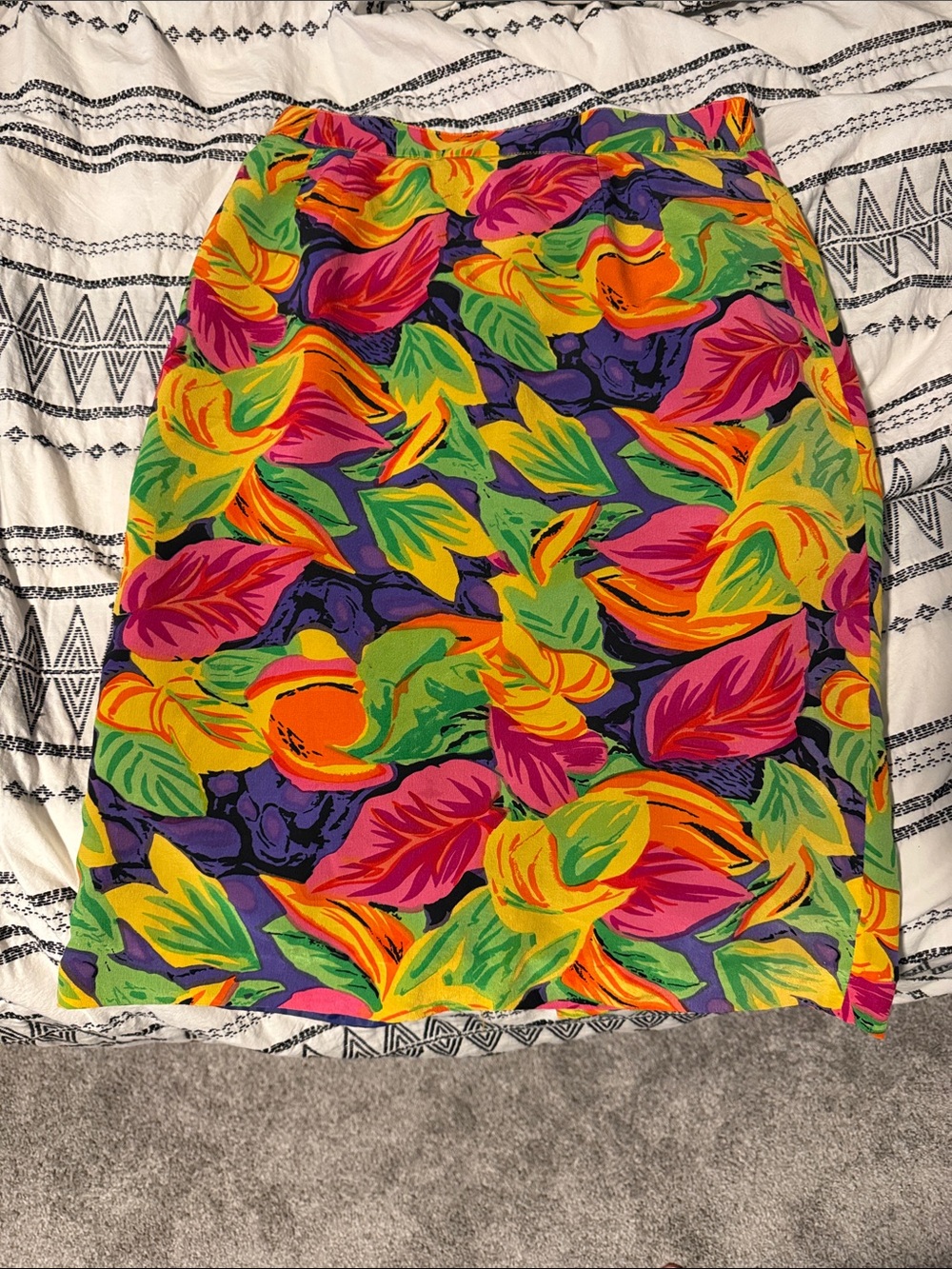 Vintage Bright Tropical Print Pencil Skirt - Multicolor
